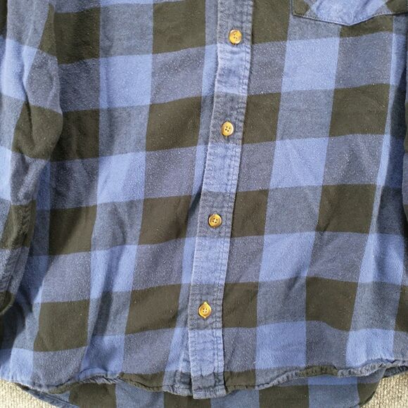 Field & Stream Mens Button Front Shirt Blue Black Large Check Flannel - Picture 4 of 12